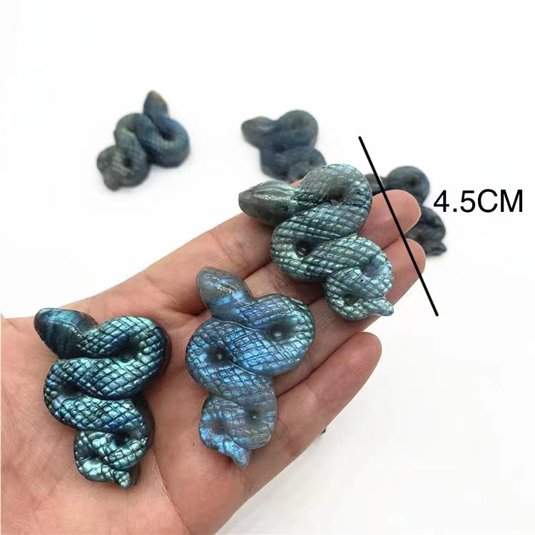 1 Pcs Natural crystal labradorite snake carved pieces for home decoration