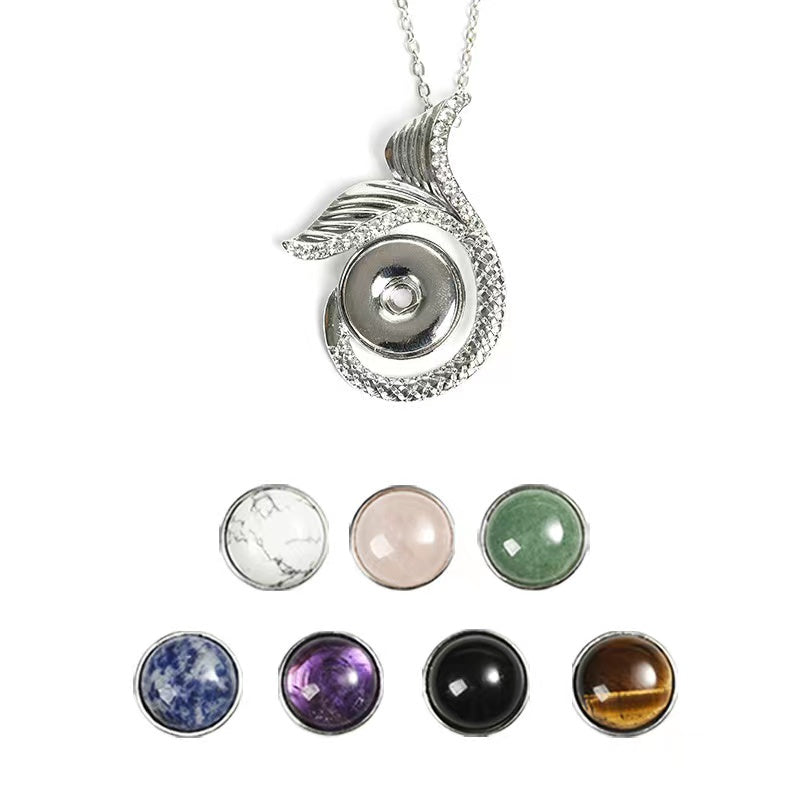 1 Pcs Personalized button crystal raw stone handmade diy pendant necklace material jewelry accessories